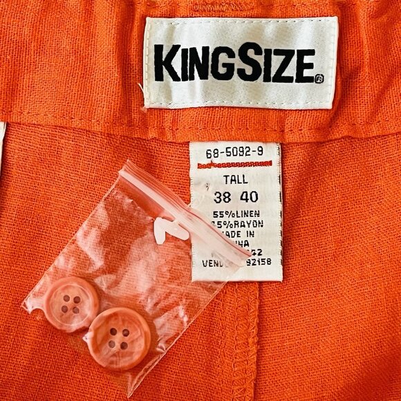 King Size Women Orange Linen Blend Cargo Pant Sz 38 Tall High Rise Straight NWOT - Picture 7 of 12